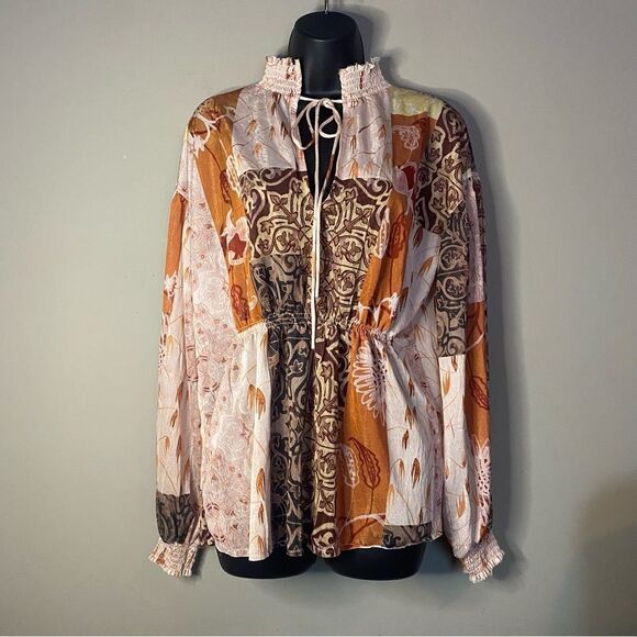 Zara Paisley Patchwork Print Top S Boho Bloggers favorite - Picture 2 of 7